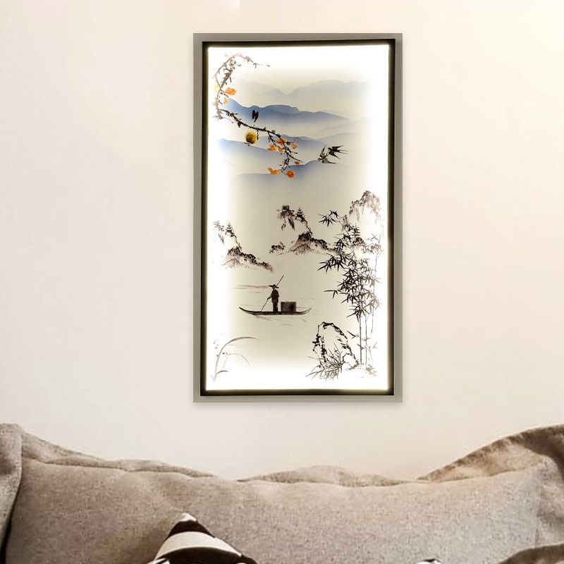 Tissu en bateau balade murale éclairage mural à LED noir asiatique lampe montée pour le salon