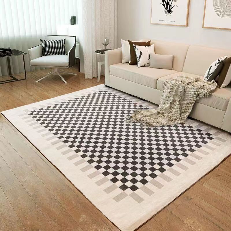 Geometric Pattern Rug Rectangle Shape Living Room Carpet Polyester Washable Area Rug