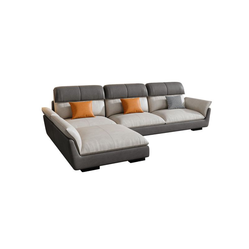 Scandinavian Stain-Resistant Faux Leather L-Shape Cushion Back Sofa