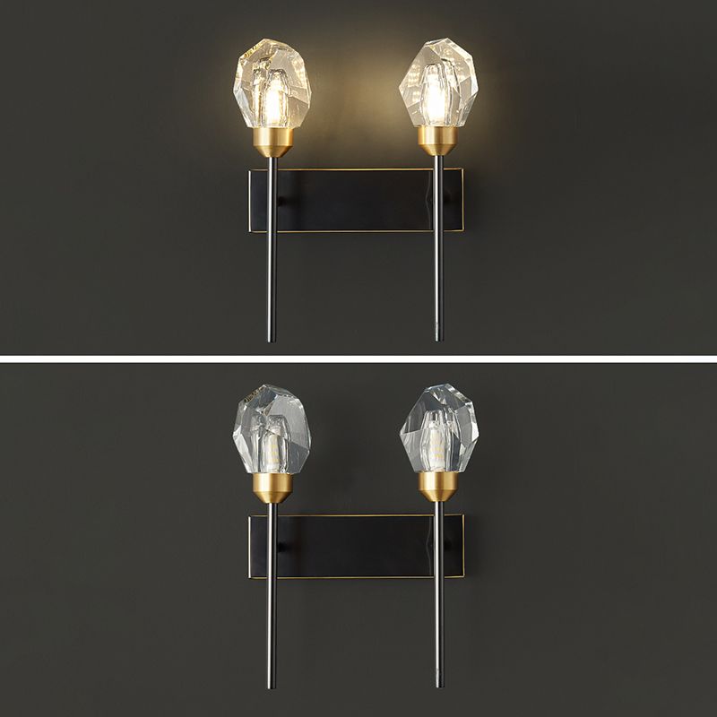 Schwarzsteinförmige Leuchtenleuchte Einfachheitstil Kristallwandhalterung Leuchte Leuchte