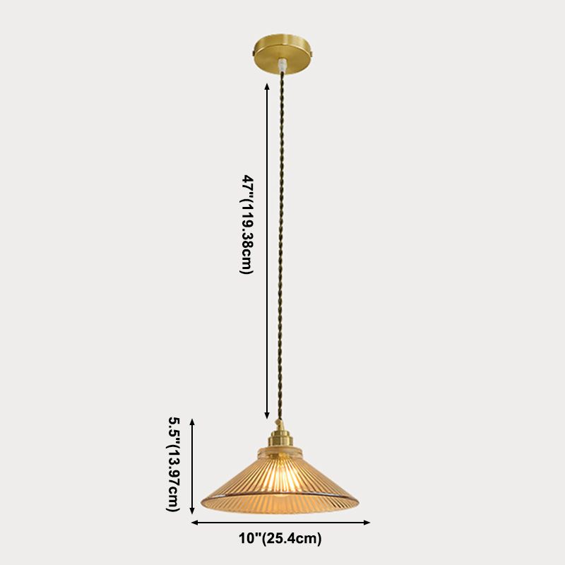 Cone 1 Light Pendant Light Fixture Industrial Style Glass Pendant Lamp in Gold