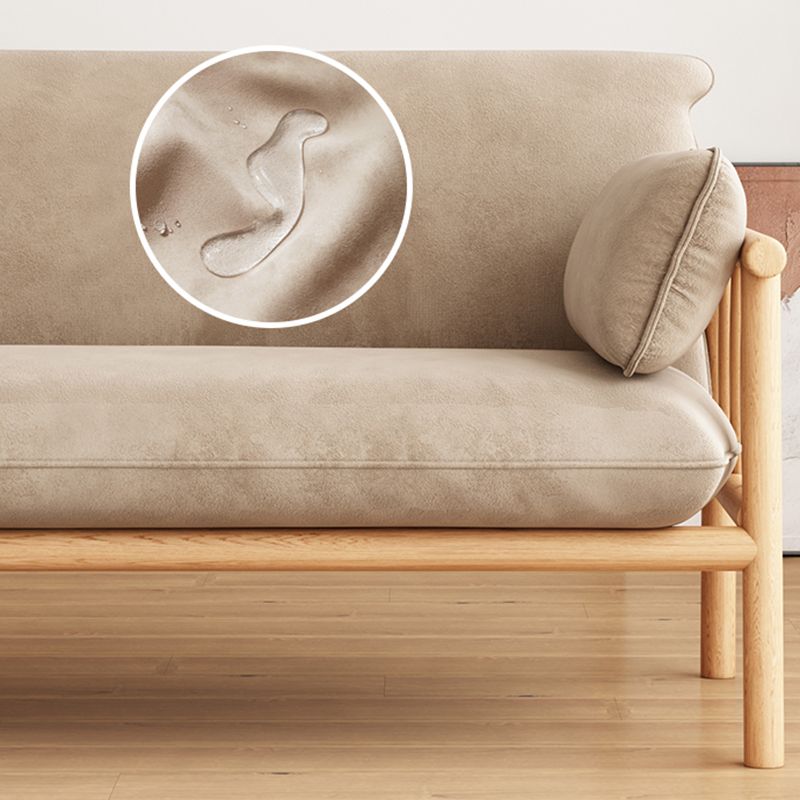 Slipcovered Single Cushion Sofa Tropical Solid Wood Seat with Pillows
