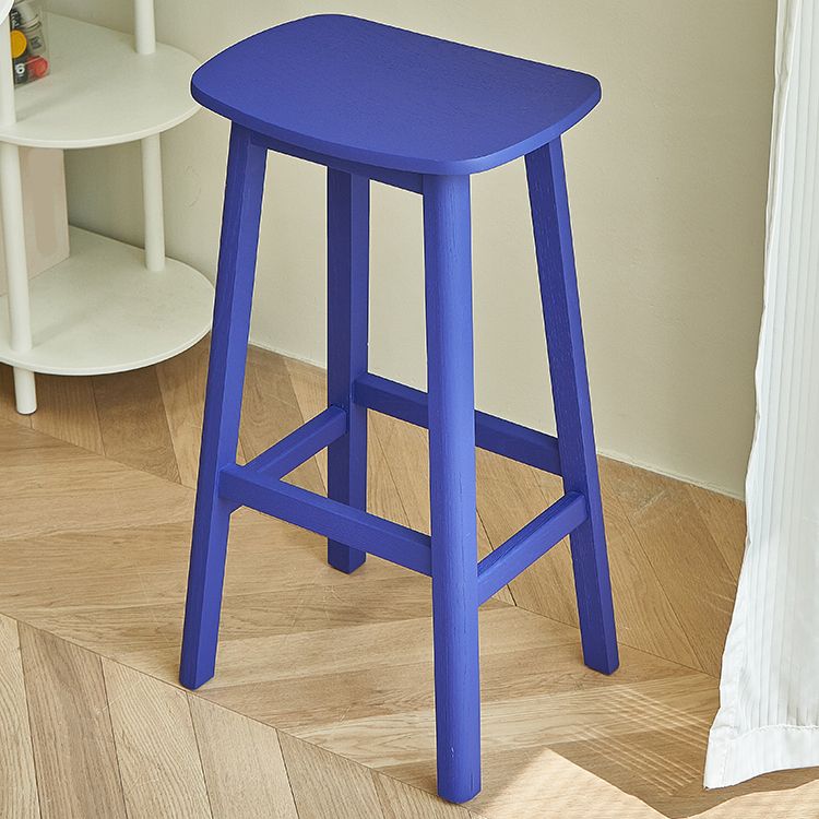 Contemporary Ash Wood Contoured Seat Indoor Armless Bar Stools