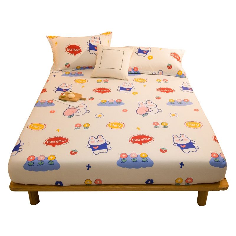 Fitted Sheet Cotton Floral Printed Ultra Soft Breathable Wrinkle Resistant Bed Sheet Set