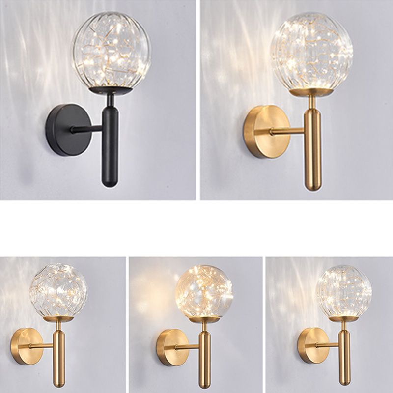 1-Lights Globe Glass Wall Light Nordic Style LED Lights String Wall Mount Lamp for Living Room Bedroom