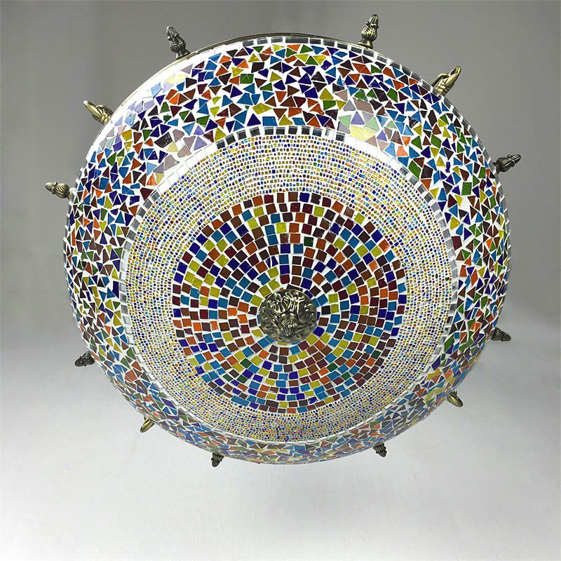 Verre à cyclone d'ambre sphérique suspension du lustre rétro 7 têtes