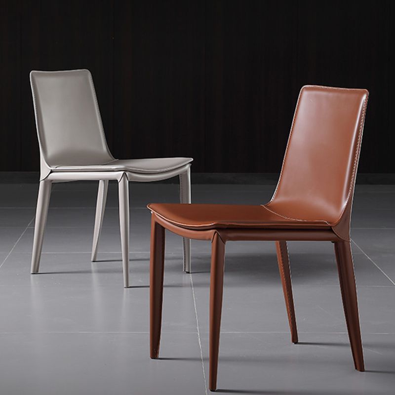 Modern Kitchen PU Leather Dining Side Chair Solid Back Dining Side Chair