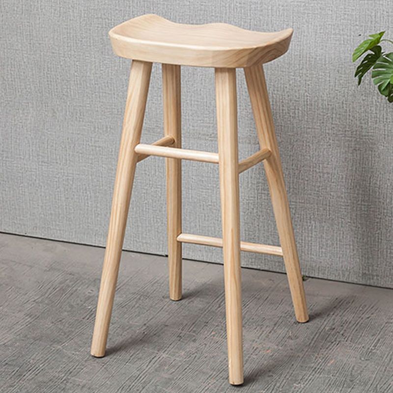 Solid Wood Indoor Counter Chair Saddle Seat Backless Counter Bar Stool