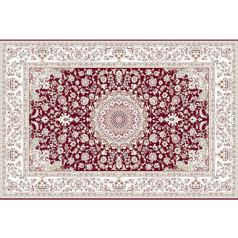 Mid-Century Indoor Rug Antique Floral Print Rug Polyester Anti-Slip Backing Carpet for Home Decor