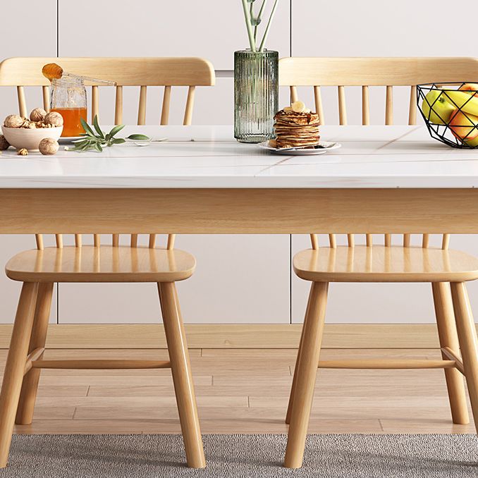 Modern Sintered Stone Dining Table Set for 4/6 Dining Set with Rectangle Table and Windsor Chairs