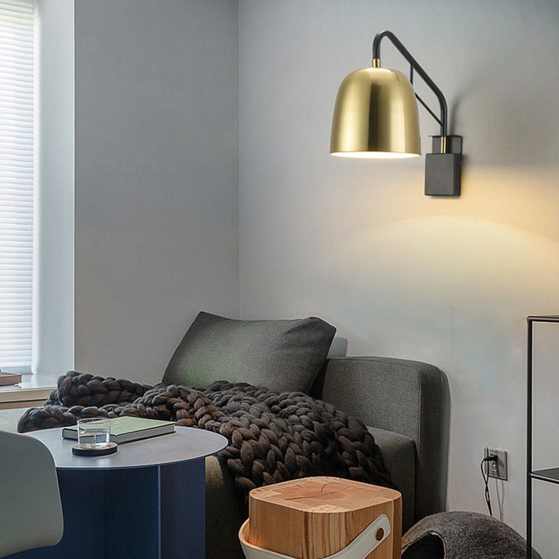 Contemporary Dome Metal 1 Light Wall Mounted Lights in Black and Gold