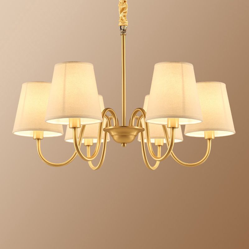 Metal Conical Hanging Pendant Light Traditional Dinning Room Pendant Chandelier in Gold