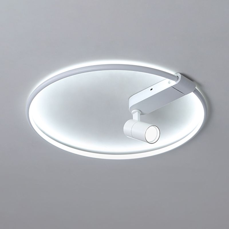 Ultra Modern Round Shape Led Flush Mount Acrylic Bedroom Ceiling Mount Light Fixture with 1 Spotlight