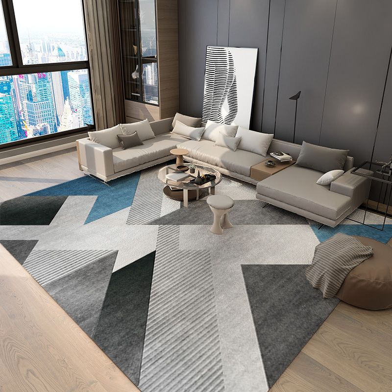Modern Area Carpet Geometric Area Rug Polyester Home Decor Carpet with Non-Slip Backing