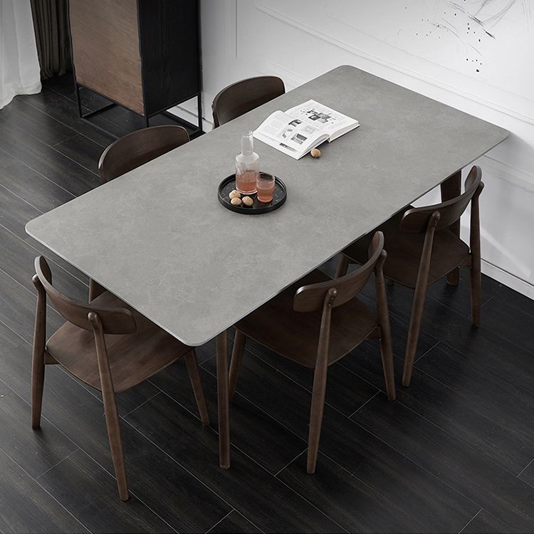 Minimalist Gray Sintered Stone Top Dining Set Rectangle Shape Standard Dining Set for Kitchen