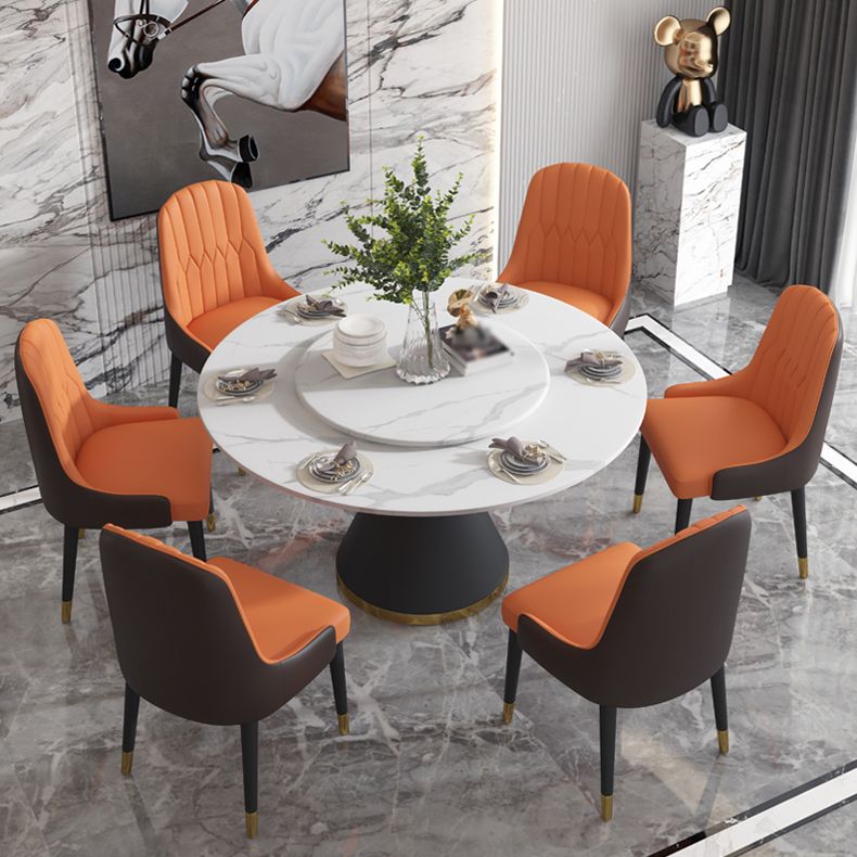 Chaises de salle à manger de style glamour nordique, chaise d'appoint avec accoudoirs en métal pour cuisine (Ensemble de 2)