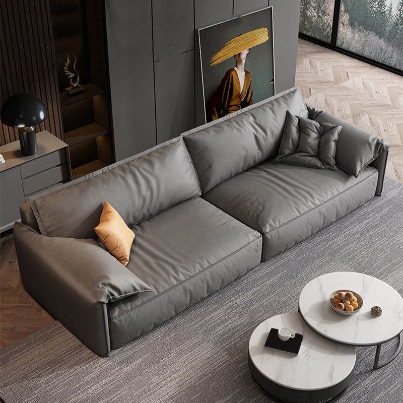 Contemporary Standard Square Arm Sofa Couch in Grey for 2/3/4 People