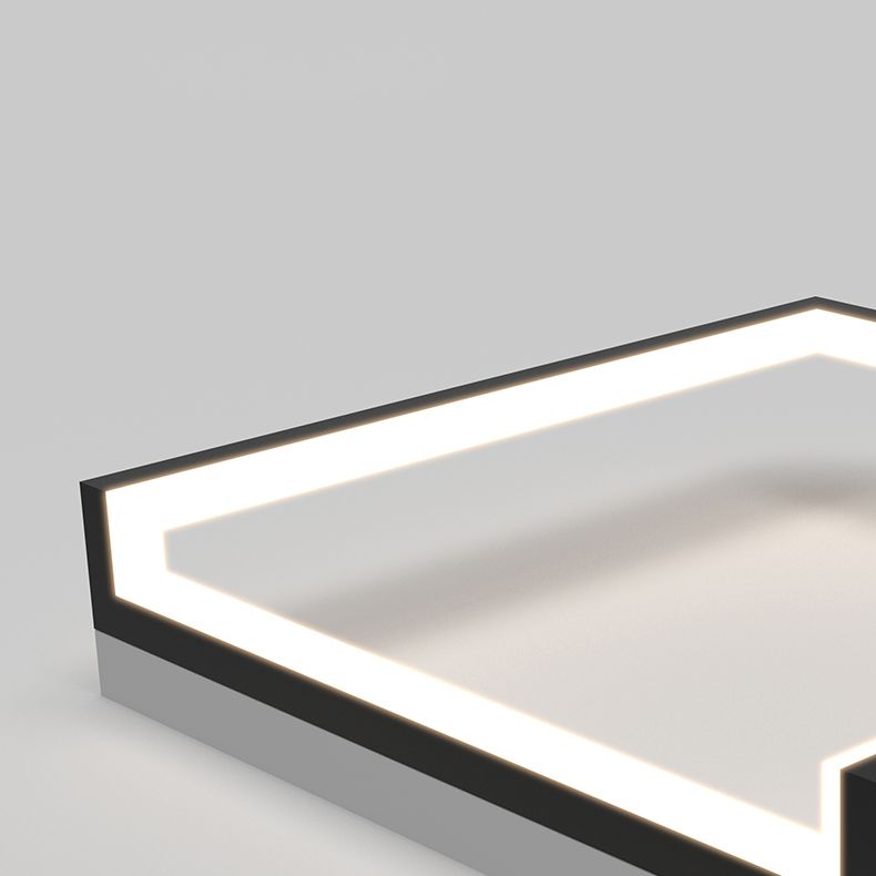 Black Minimalism LED Ceiling Square Light Square Cube Flush Mount Lamp for Bedroom