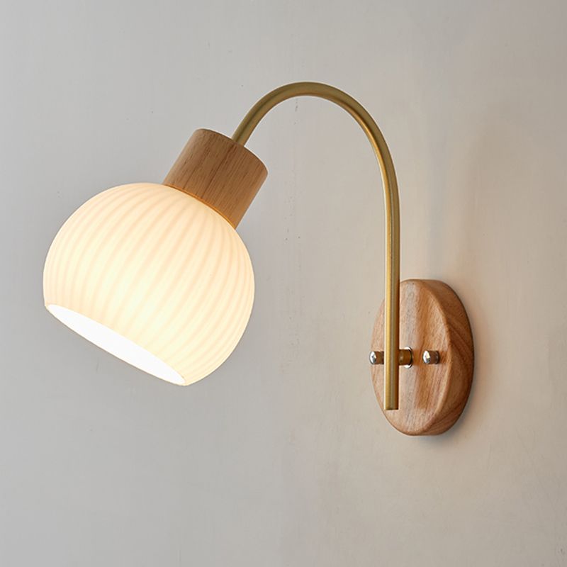 Modern Style Wall Light Wood 1 Light Sconces in White for Bedroom