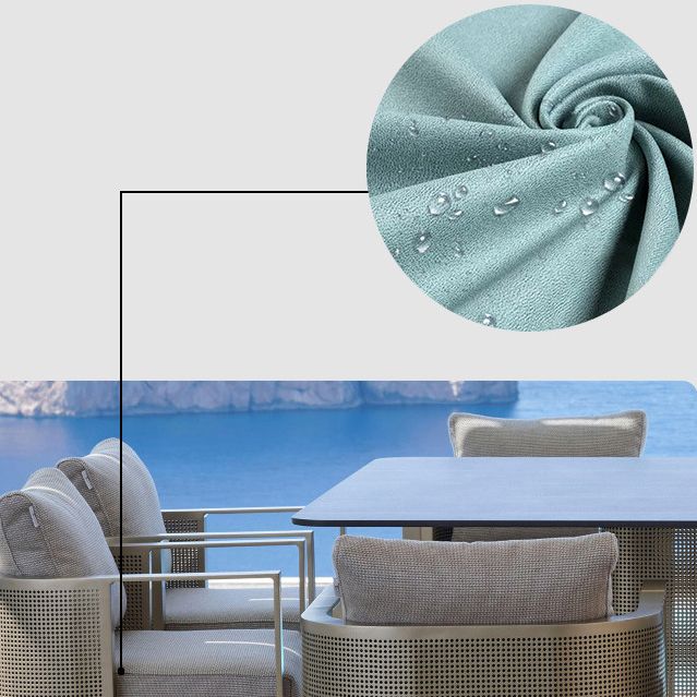 Modern Style 1/7/9 Pieces Metal Dining Set Stone Dining Table Set for Outdoor