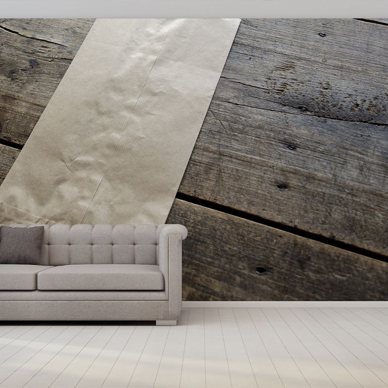 Wood Grain Industrial Style Mural for Dining Room, Personalized Size Available