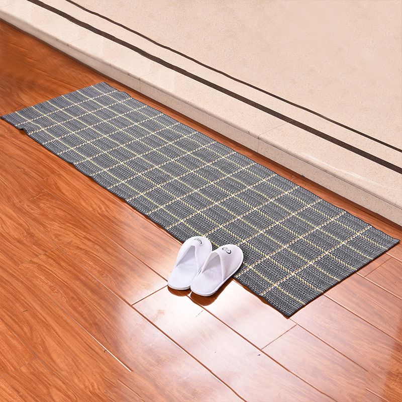 Dark Color Checkered Rug Cotton Bohemian Rug Washable Carpet for Living Room