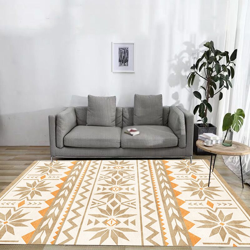 Mehrfarbiger Vintage-Teppich aus Polyester mit Stammesstreifenmuster, haustierfreundlich, waschbar, rutschfester Teppich zur Dekoration