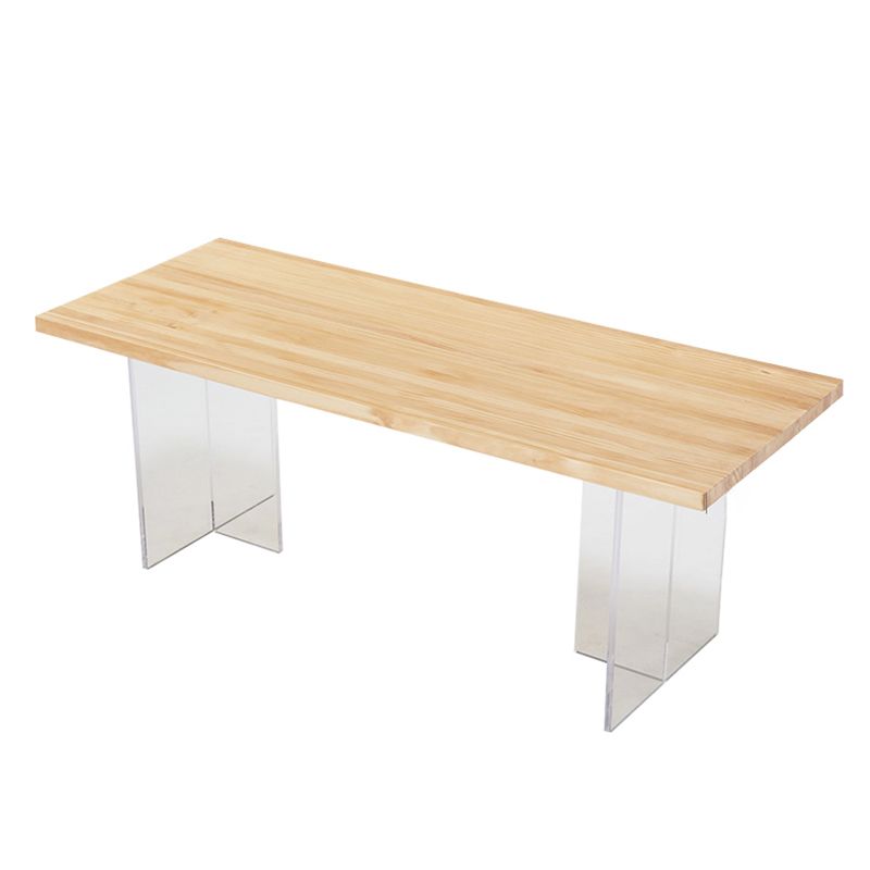 Minimalists Rectangle Khaki Dining Table Solid Wood Standard Dining Table for Kitchen