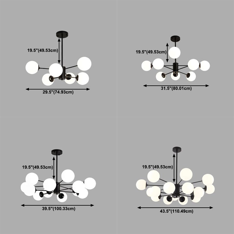 Moderne stijl kroonluchter verlichtingsbevolking bolvormige vorm glas hanglicht voor slaapkamer