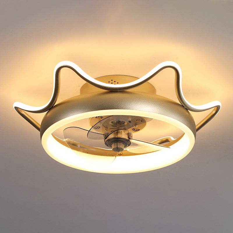 Goldene Finish Rundlüfter Lampe Einfachheit Metall LED Semi Flush-Mount Lighting für Schlafzimmer