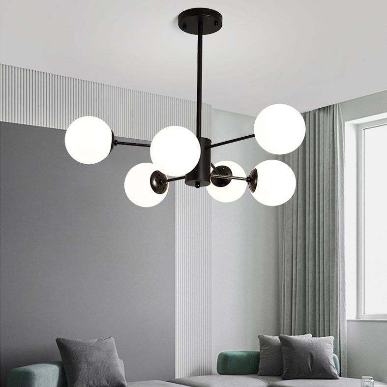Modern Simplicity Round Ceiling Chandelier Milk Glass Hanging Light for Living Room