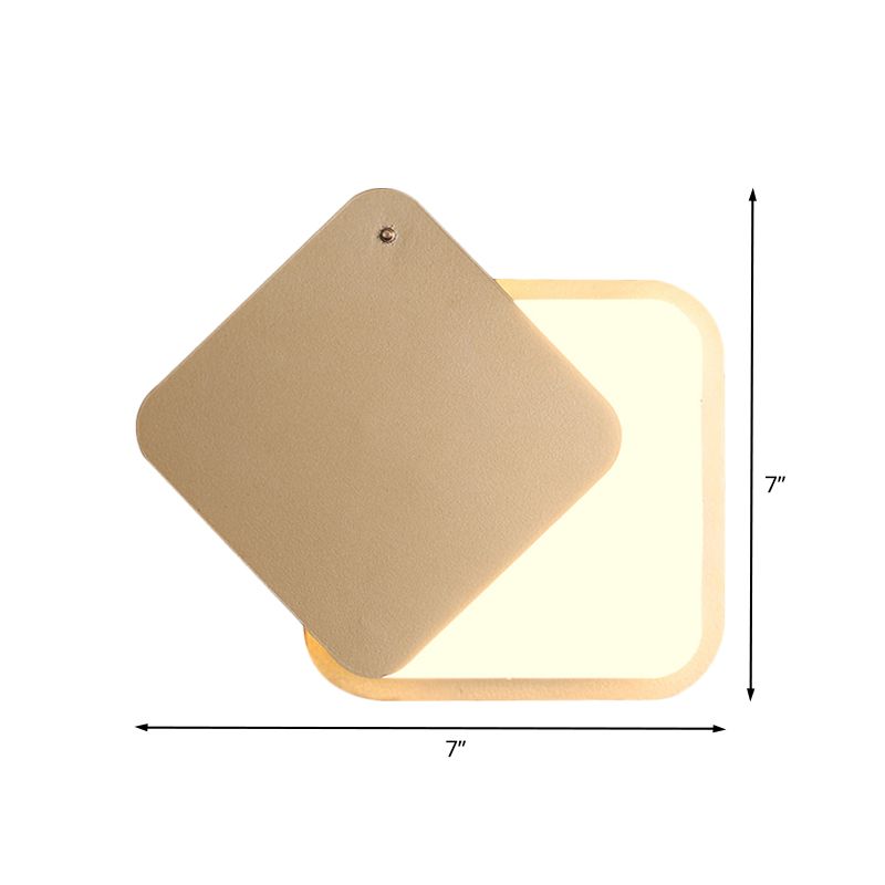 Gold Finish Square Wall Lighting Modernism LED Metallic Wall Sconce with Rotatable Design