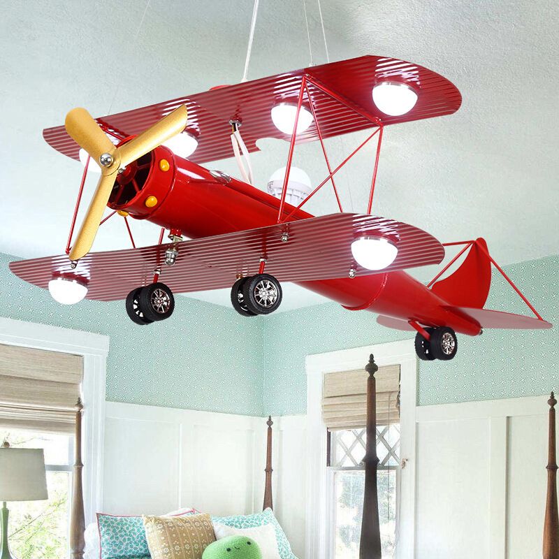 Contemporary Aircraft Shaped Chandelier Lighting Metal Kindergarten LED Pendant Light