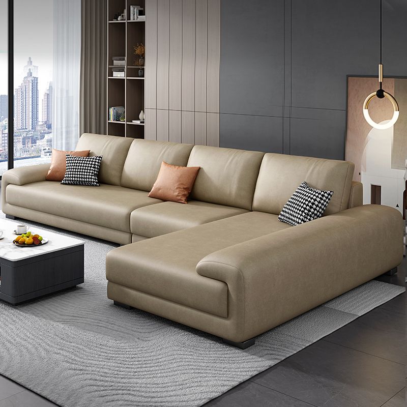 133.9"W √ó 70.87"D √ó35.43"H Faux Leather Pillow Top Arm Sectional with Stain-Resistant