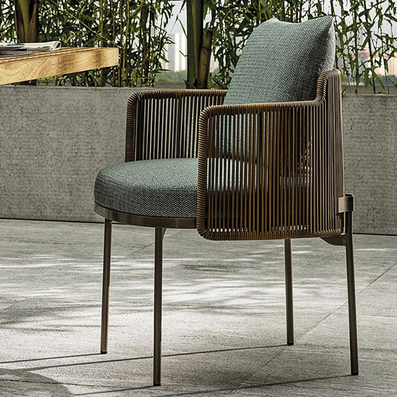 No Distressing Upholstered Patio Arm Chair Tropical Brown Dining Chairs