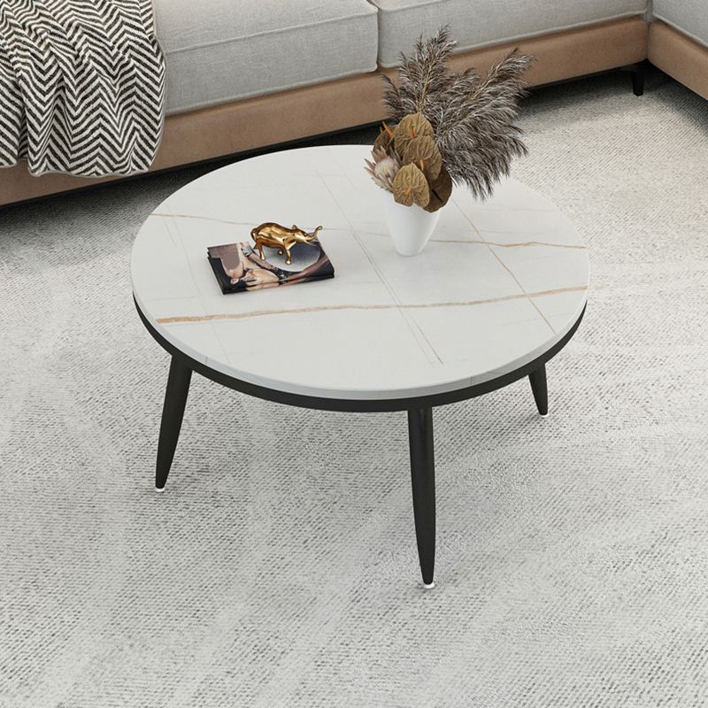 Glam Slate and Metal Coffee Table 4 Legs Round Cocktail Table