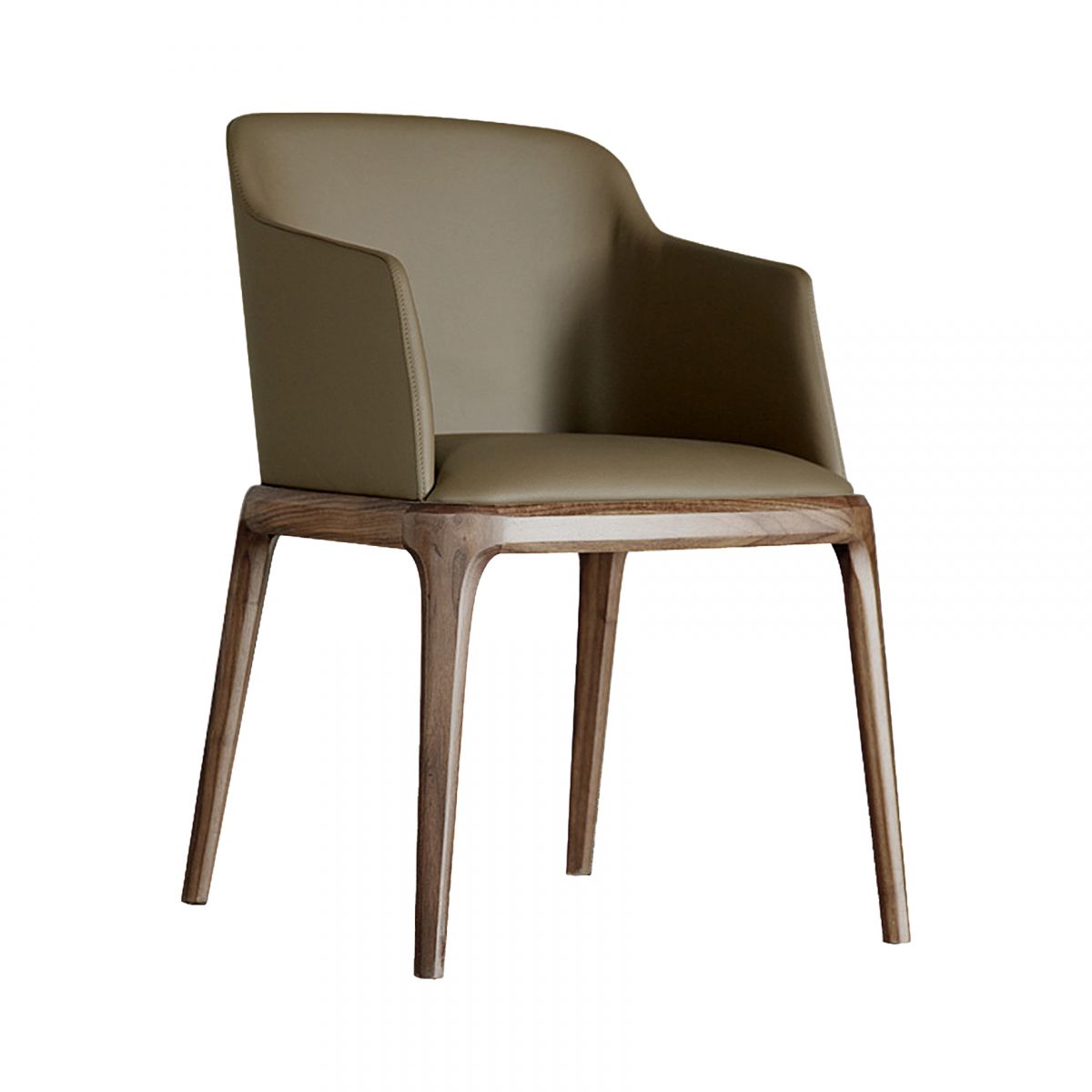Scandinavian Leather Hotel Arm Chair Matte Finish Solid Back Dining Chair (Set of 2)