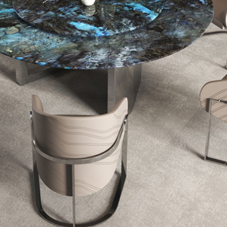 1/4/7 Pieces Stone Top Stainless Steel Base Dining Set for Home