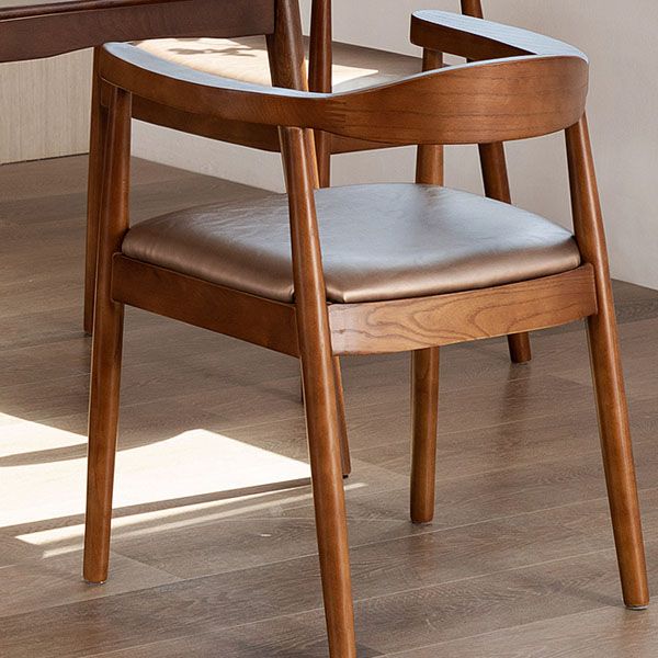 Modern Style Arm Chair Solid Wood Open Back Indoor Dining Chair