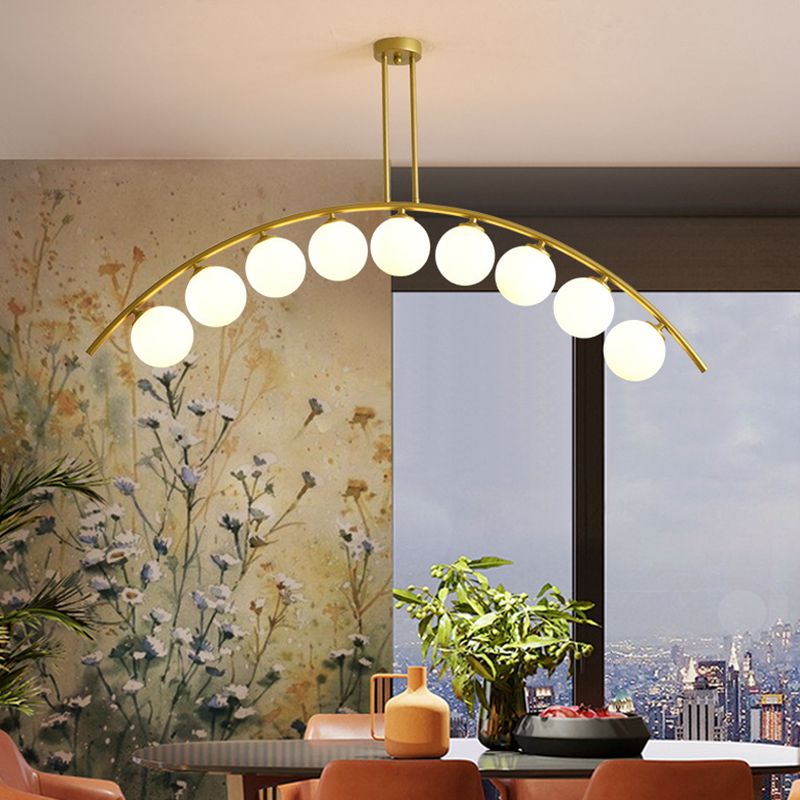 Modern Dining Chandelier Light Round Glass Shade Ceiling Hanging Light for Dining Room