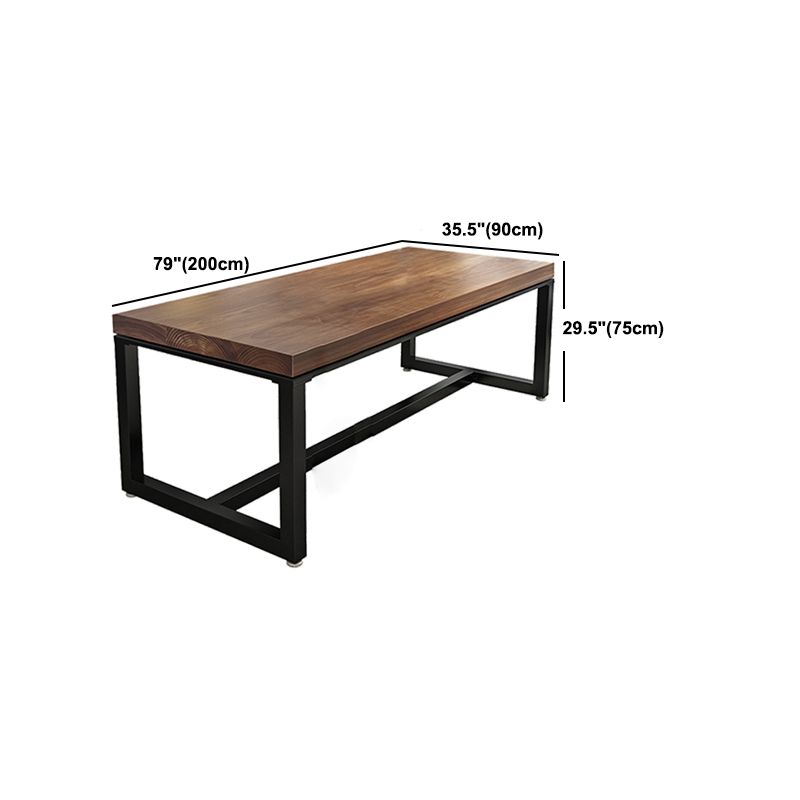 Industrial 1/2/5 Pieces Dining Set Rectangle Natural Trestle Dinette Set with Black Base