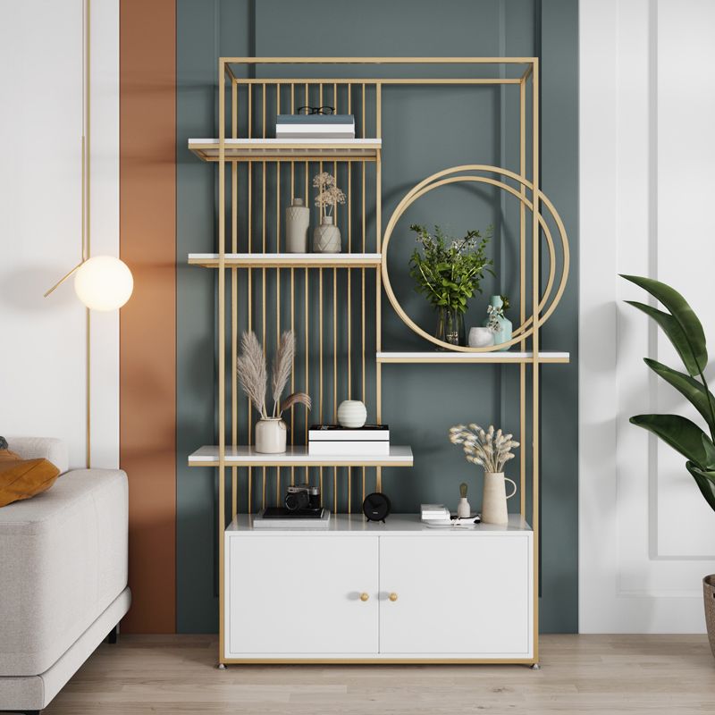 Glam Style Open Bookshelf Metal 6-shelf Bookcase for Home Office