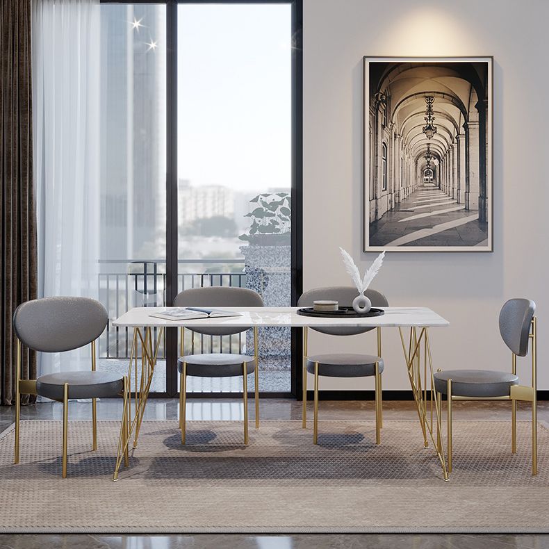 White Stone Top Dining Table Set 1/2/5 Pieces Contemporary Indoor Dinette Set