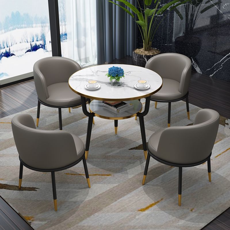 Contemporary MDF Standard Dining Table Round Shape Kitchen Dining Table with 3 Legs Base