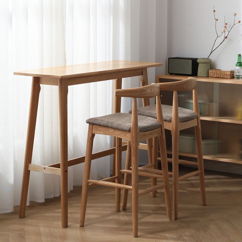 Contemporary Solid Wood Rectangle Bar Height Pub Table for Living Room