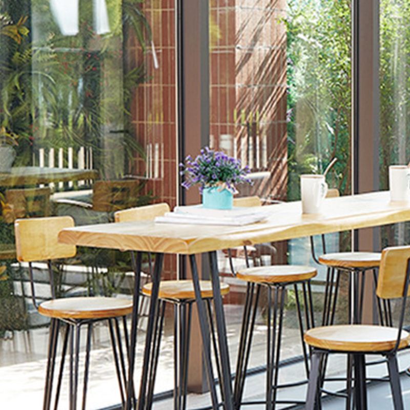 Modern Bar Height Table Solid Wood Top Bistro Pub Table with Metal Legs