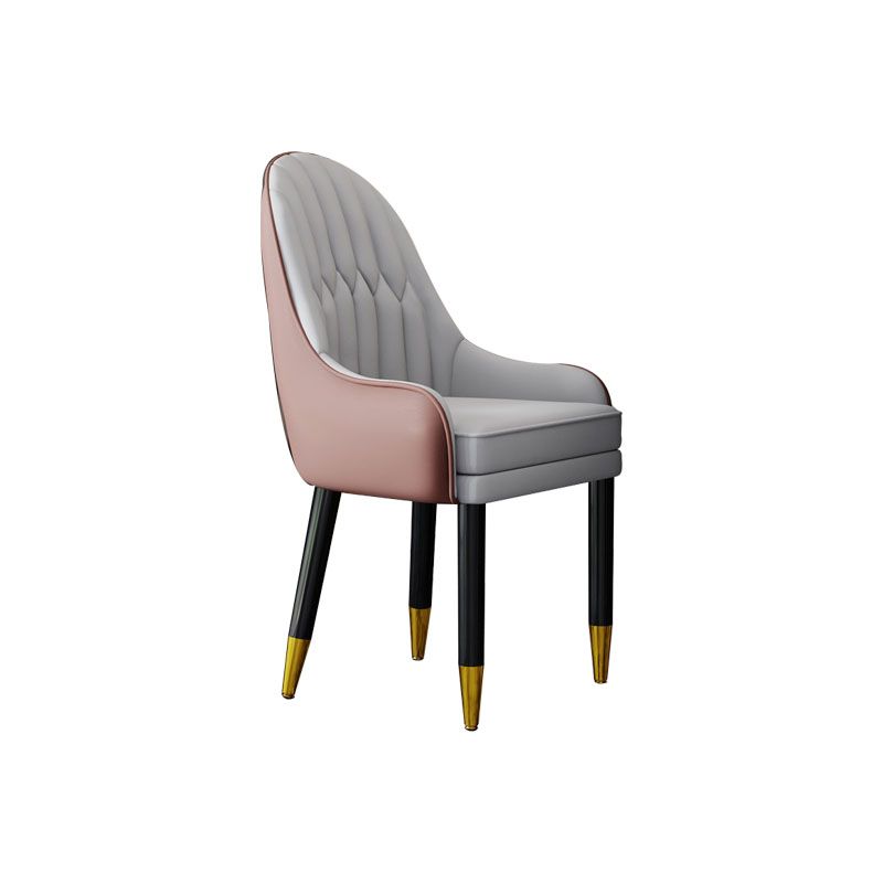 Faux Leather Dining Chairs Modern Parsons Chair with Wood Legs