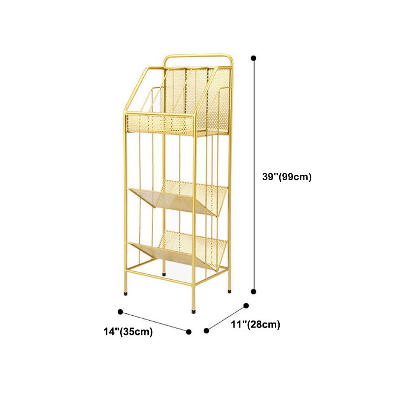 3-Shelf Metal Geometric Bookshelf Contemporary Closed Back Book Shelf,39" H x 11" W
