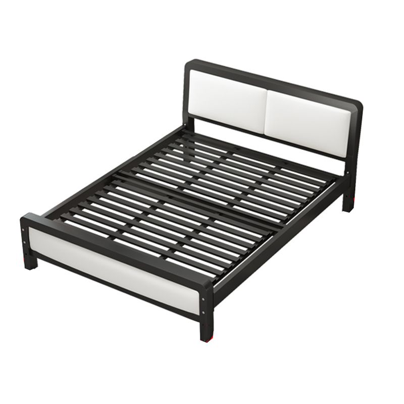Contemporary Metal Bed with Slat Headboard Rectangular Adjustable Bed