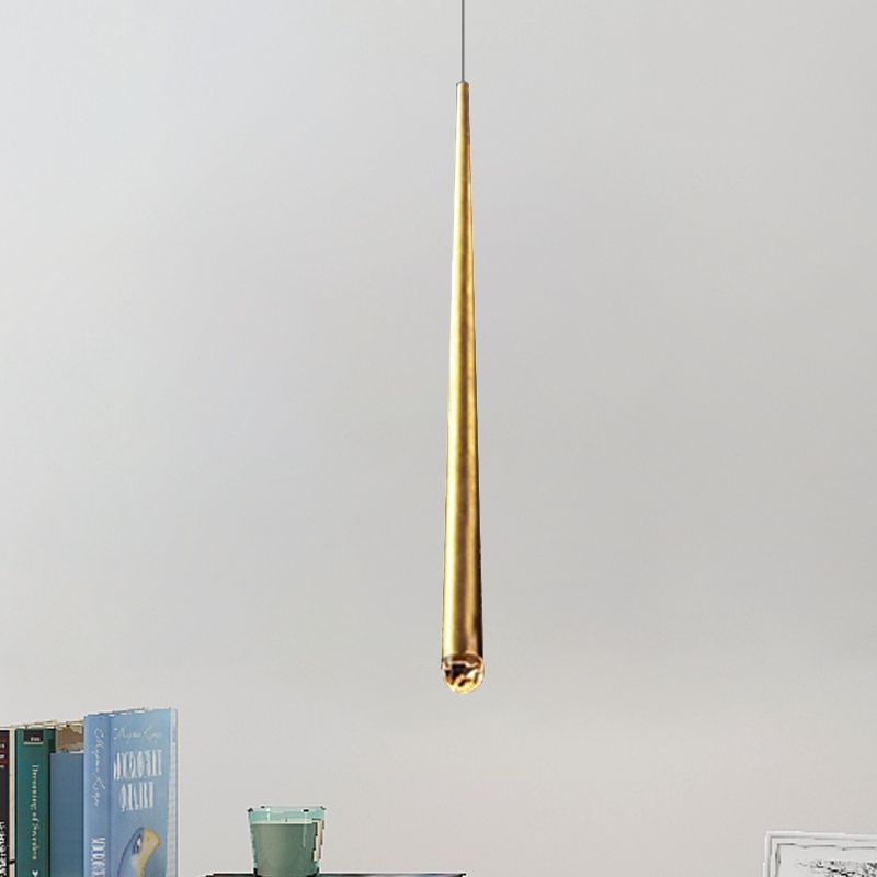 Tapered Ceiling Light Metal Minimalist LED Black/Brass Living Room Pendant Light Fixture with Adjustable Cord